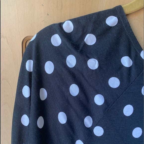 ASOS BLACK POLKA DOT LS TUNIC TOP - Picture 2 of 4